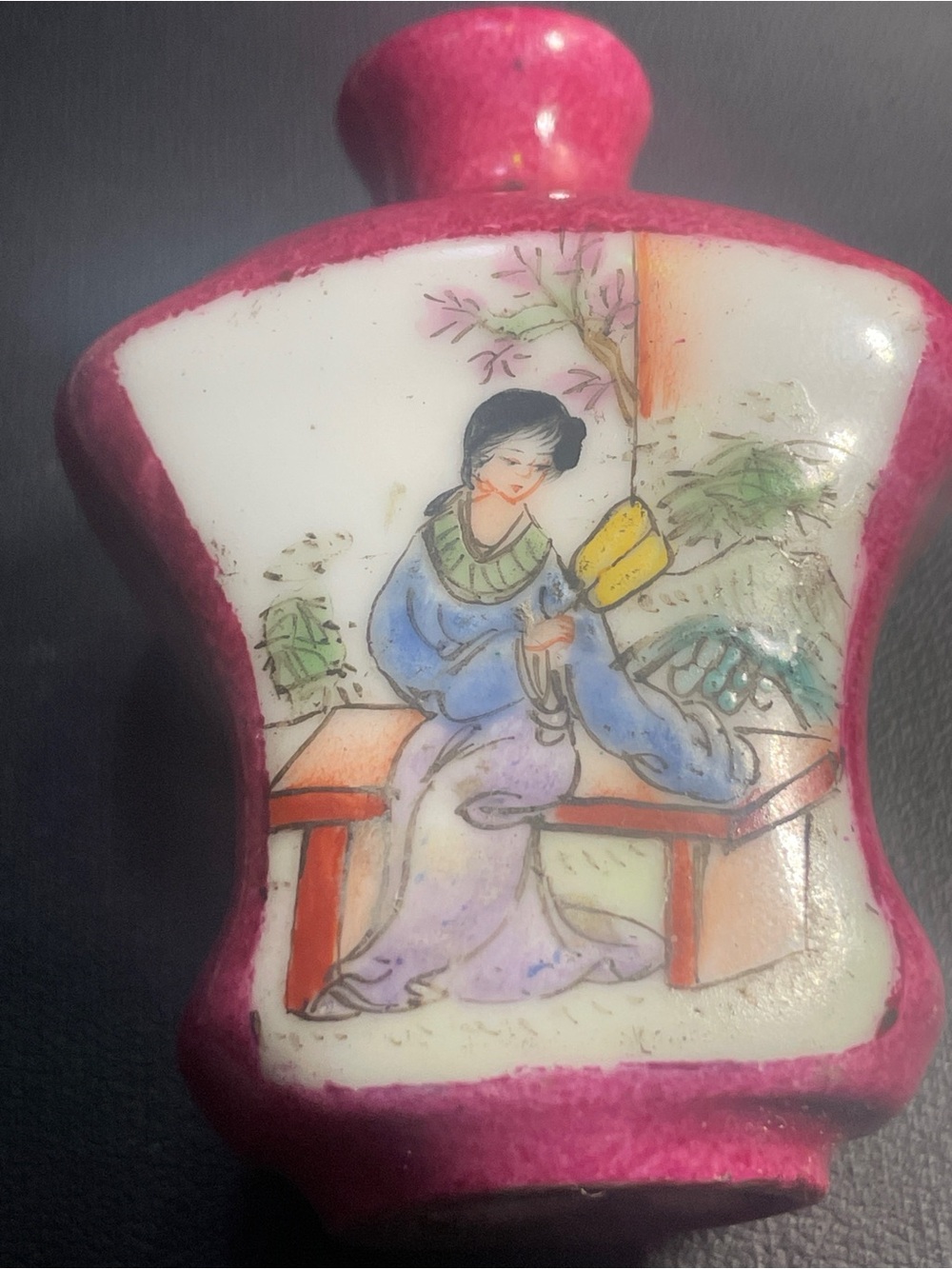 Hand-Painted Pink Porcelain Bath & Body Bottle